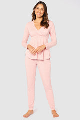 Long Sleeve Cross Front PJ Top - Rose