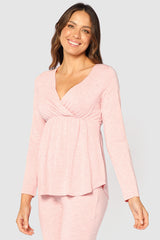 Long Sleeve Cross Front PJ Top - Rose