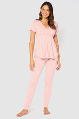 Short Sleeve Cross Front PJ Top - Rose