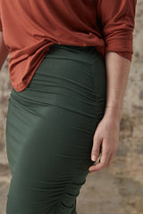 Long Ruched Bamboo Skirt - Forest