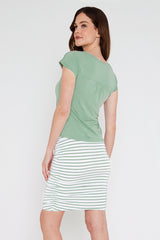 Ruched Bamboo Skirt - Seafoam Stripe