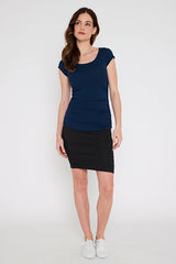 Ruched Bamboo Tee - Navy
