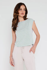 Spade Bamboo Tee - Seafoam Stripe