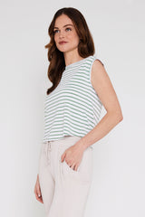 Spade Bamboo Tee - Seafoam Stripe