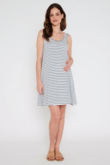 Swing Dress - White & Black Stripe