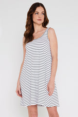 Swing Dress - White & Black Stripe