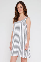 Swing Dress - White & Black Stripe