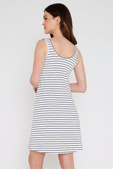 Swing Dress - White & Black Stripe