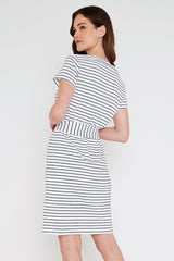 Bamboo T-Shirt Dress - White & Black Stripe