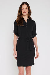 Tab Sleeve Dress- Black