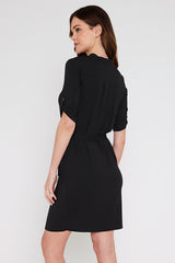 Tab Sleeve Dress- Black