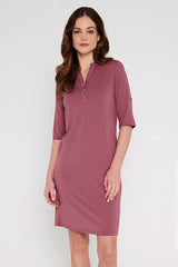 Tab Sleeve Dress - Dry Rose