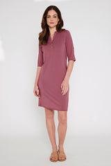 Tab Sleeve Dress - Dry Rose