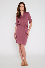 Tab Sleeve Dress - Dry Rose